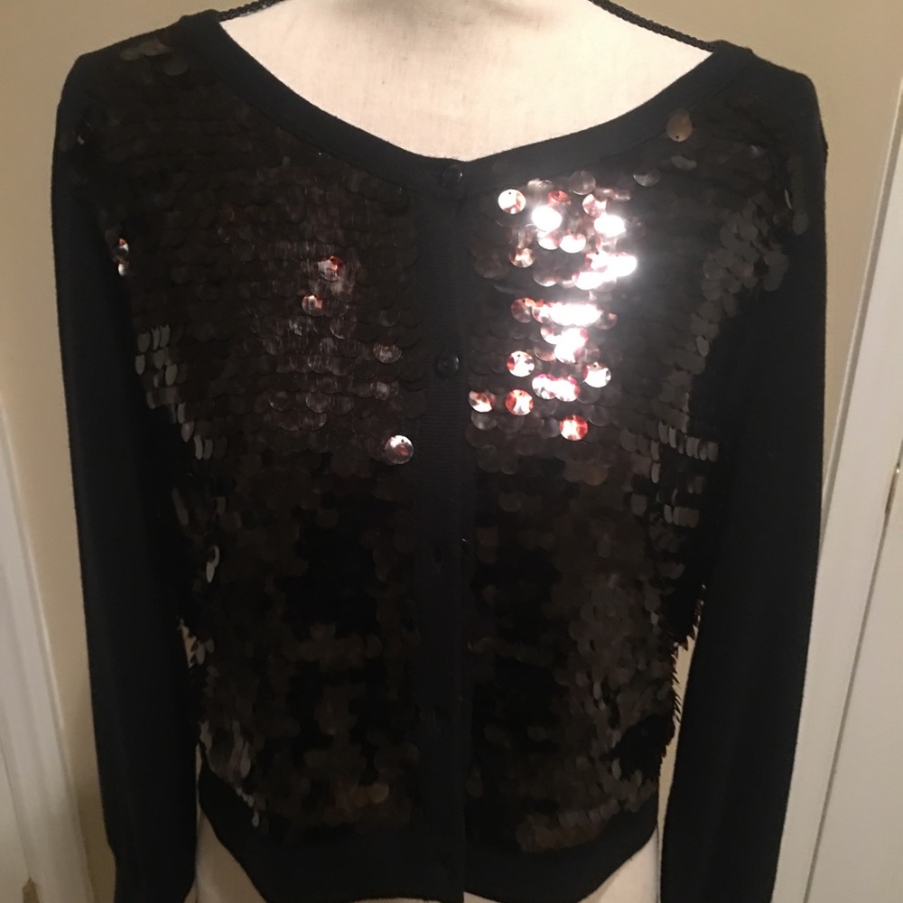 Diane von Furstenberg Black Embroidered Circle Shimmer Sweater NWOT!!!